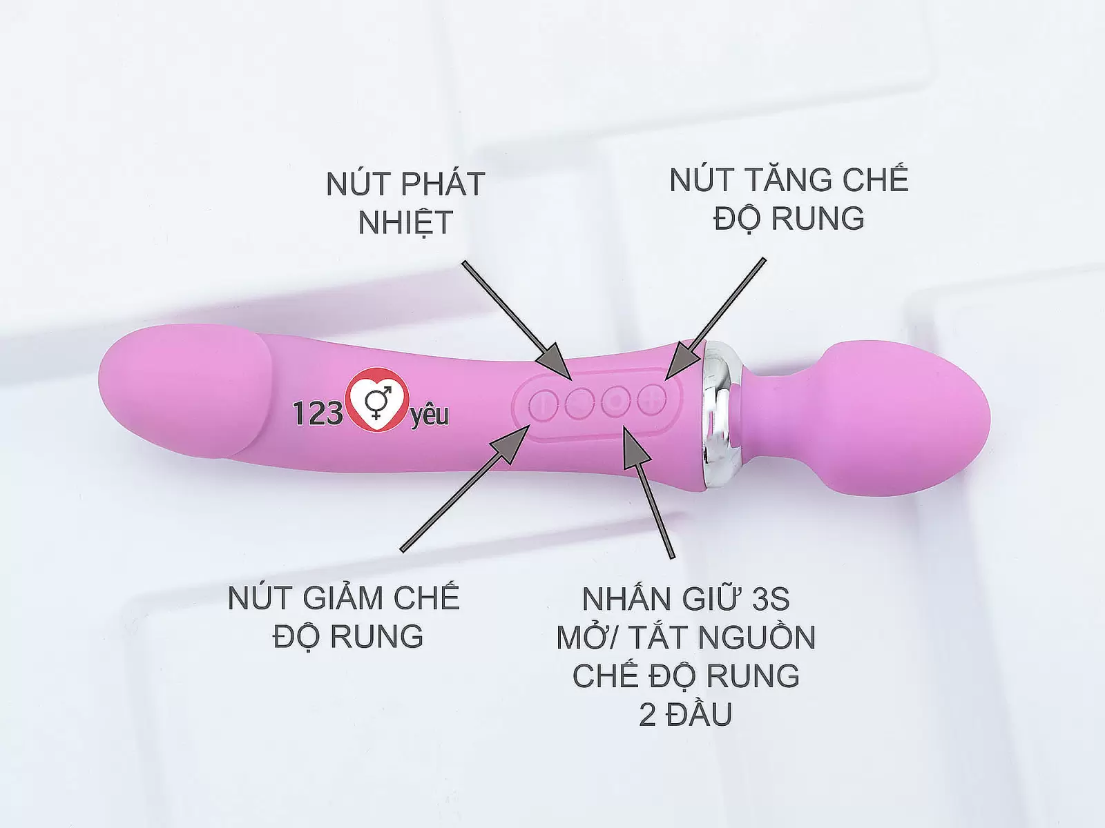 Máy mát xa điểm G phát nhiệt, rung 2 đầu Double End pin sạc