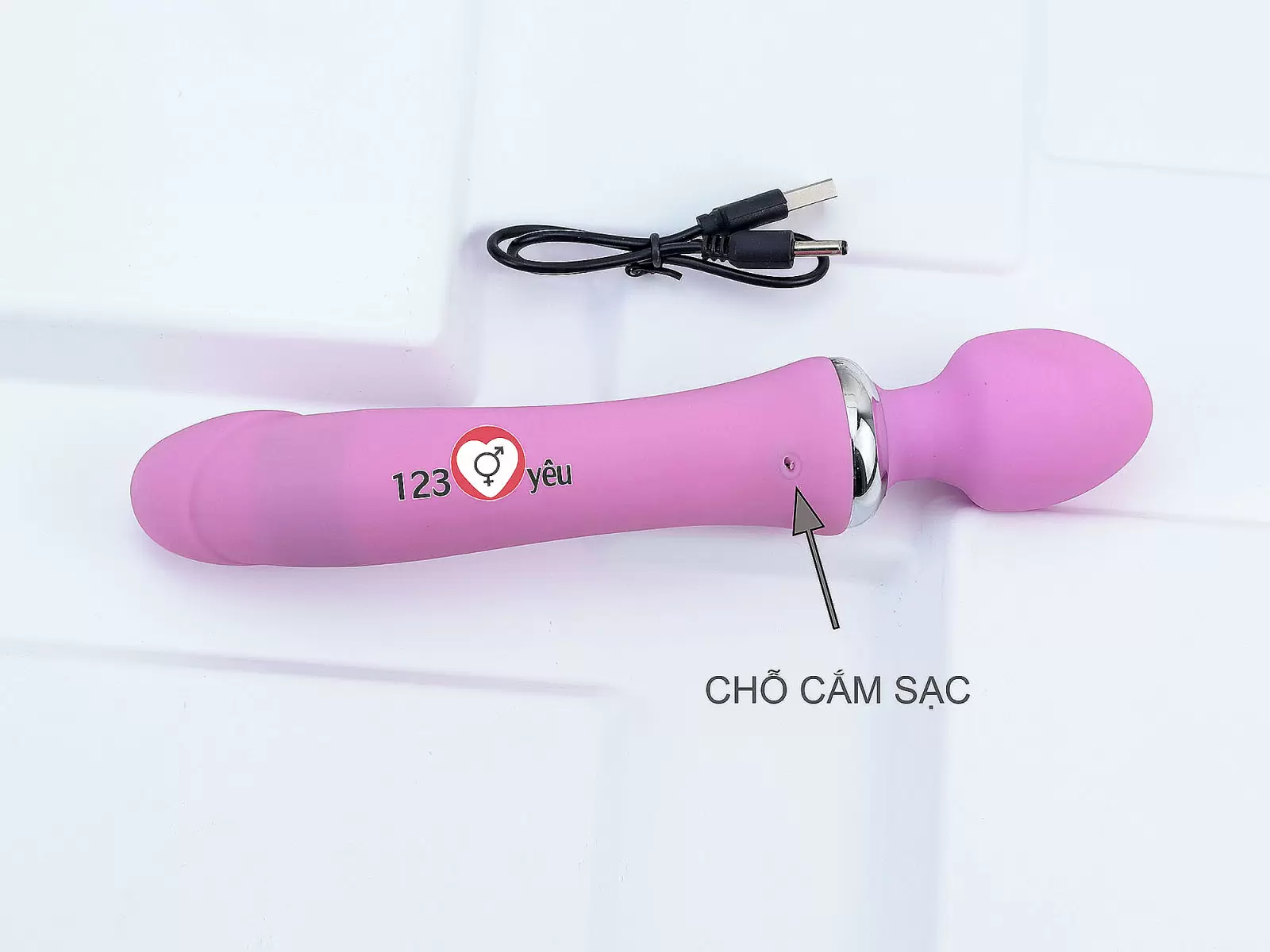 Máy mát xa điểm G phát nhiệt, rung 2 đầu Double End pin sạc