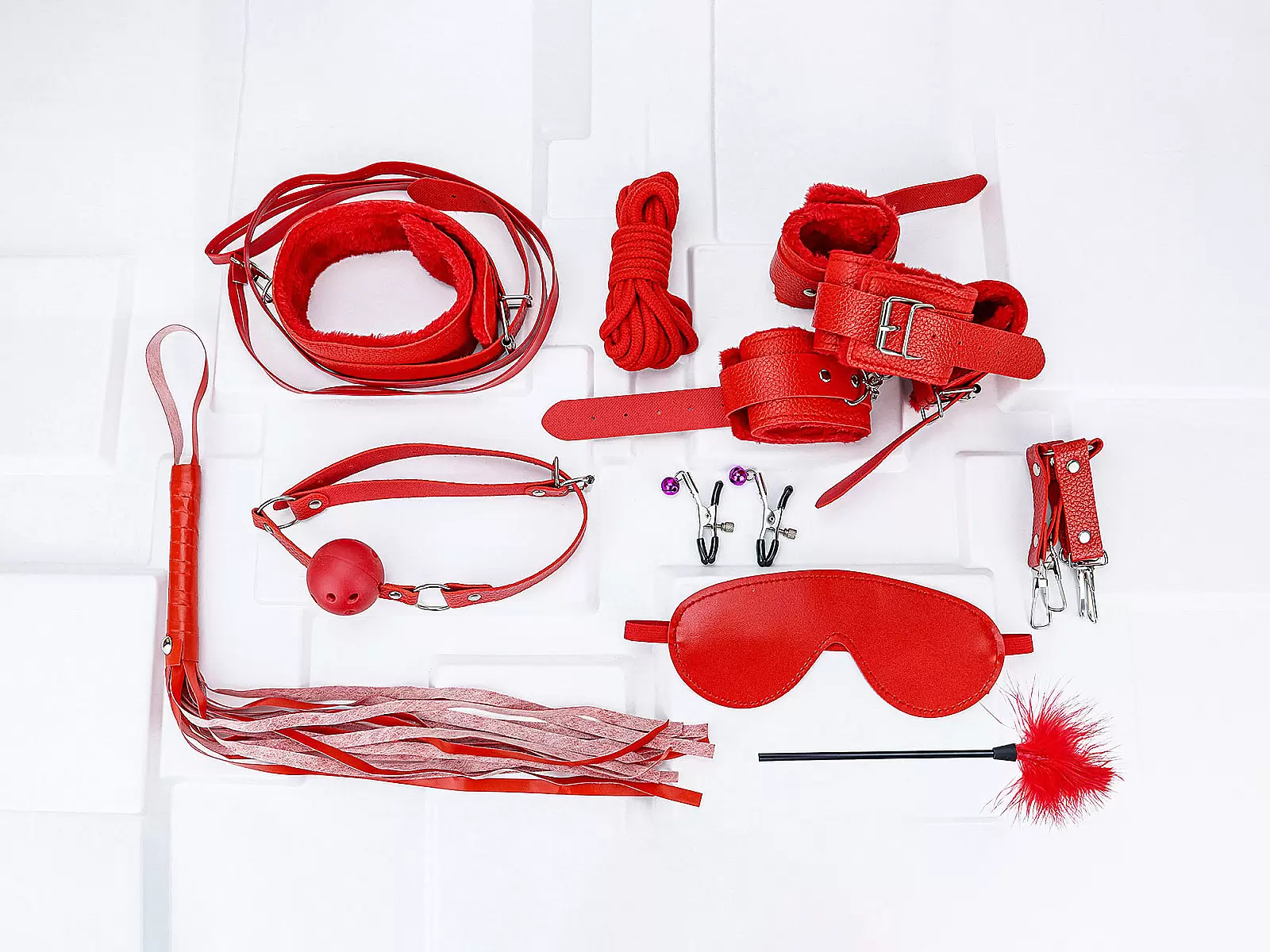 Bộ đồ chơi bạo dâm kích thích màn dạo đầu 10 món màu đỏ