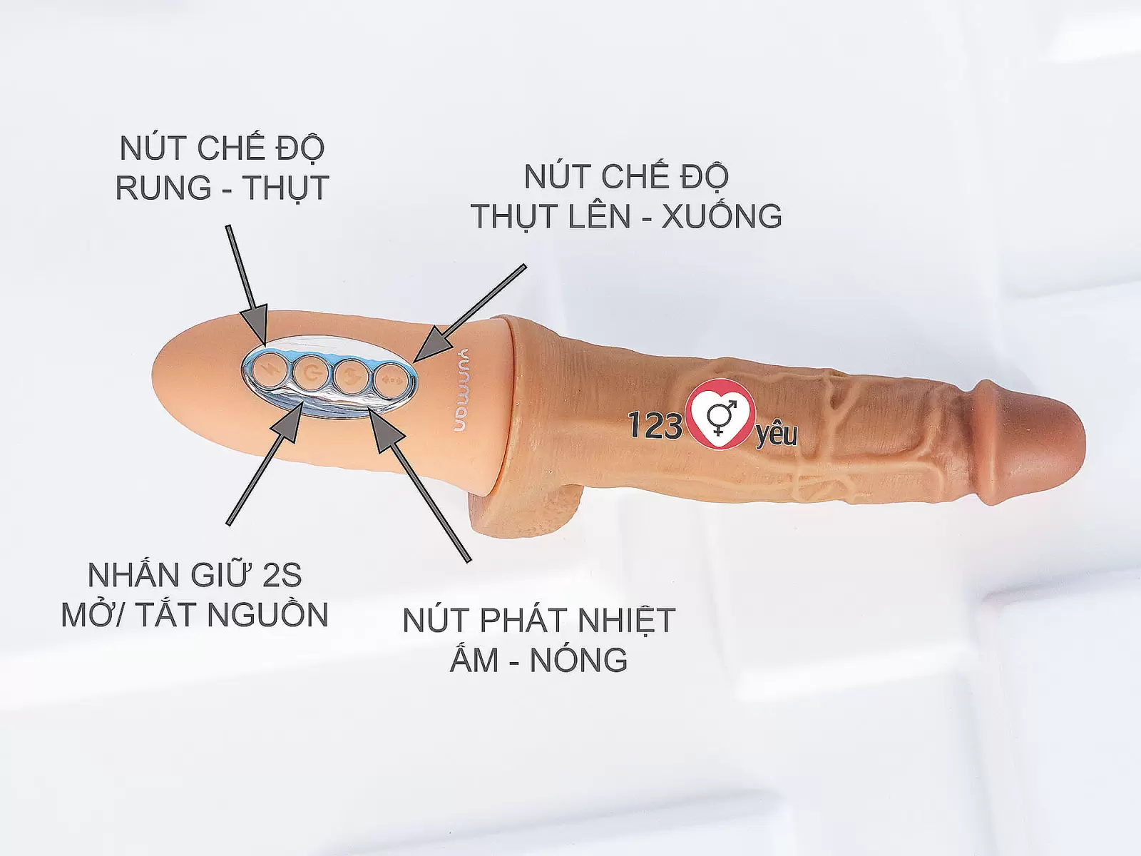 Dương vật giả Intense rung thụt, phát nhiệt 42 độ